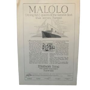 Vintage 1927 Matson Line Malolo Queen of the Fleet Ad Advertisement